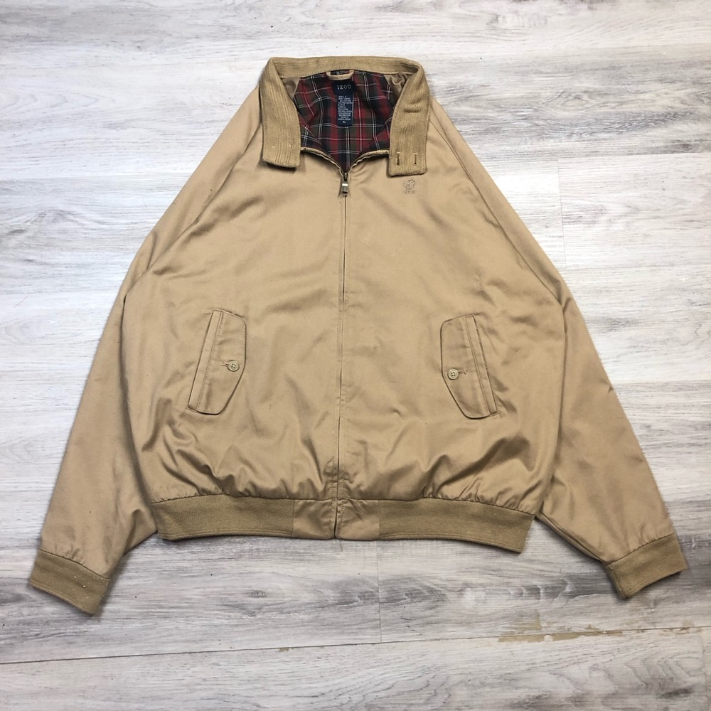 Izod Men's Khaki Herrington Jacket with Plaid Lining